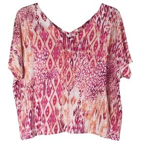 Chico's Linen Animal Print Crop Tee‎